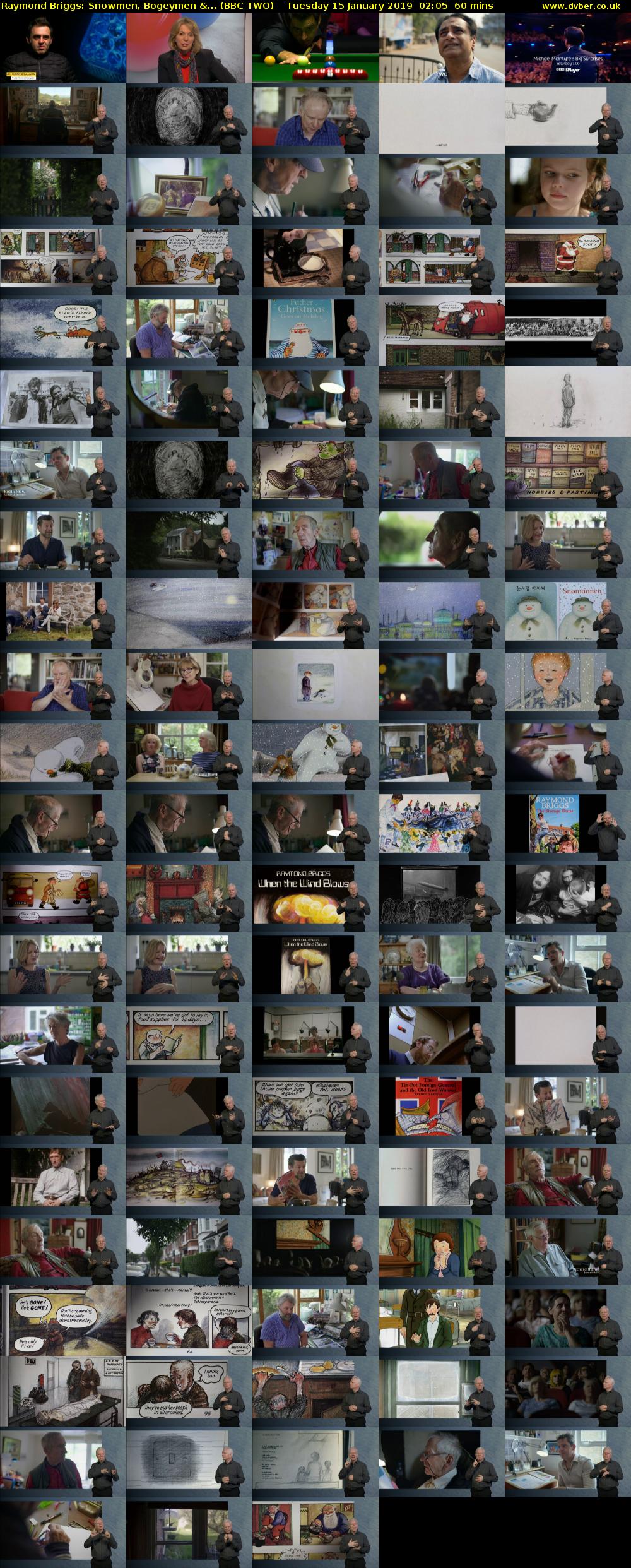 Raymond Briggs: Snowmen, Bogeymen &... (BBC TWO) Tuesday 15 January 2019 02:05 - 03:05