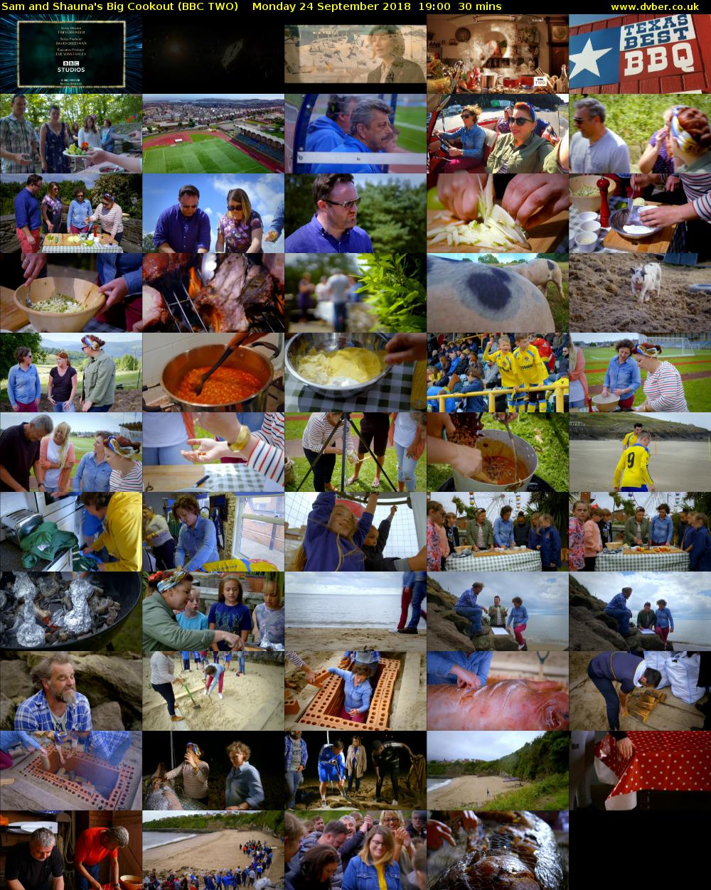 Sam and Shauna's Big Cookout (BBC TWO) Monday 24 September 2018 19:00 - 19:30
