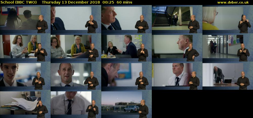 School (BBC TWO) Thursday 13 December 2018 00:25 - 01:25