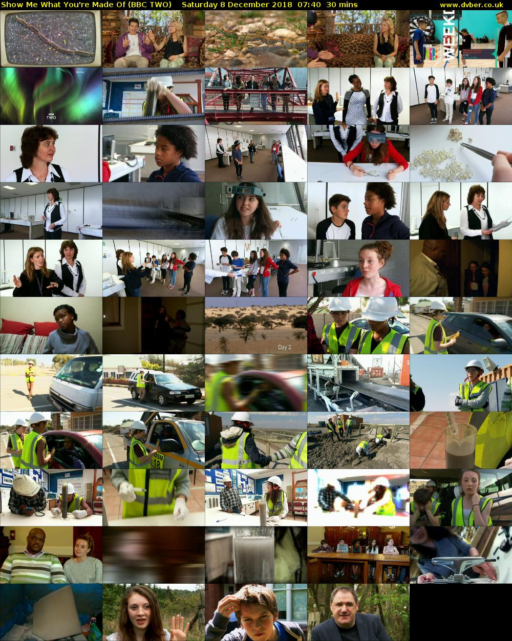 Show Me What You're Made Of (BBC TWO) Saturday 8 December 2018 07:40 - 08:10