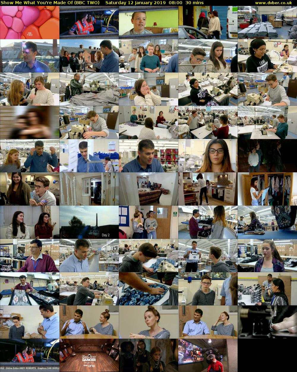 Show Me What You're Made Of (BBC TWO) Saturday 12 January 2019 08:00 - 08:30