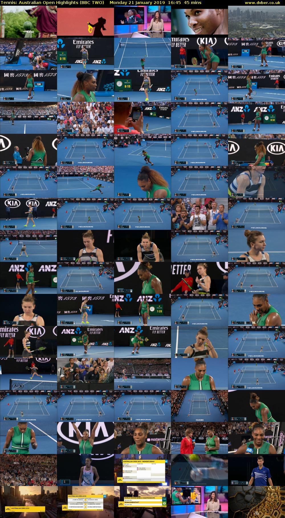 Tennis: Australian Open Highlights (BBC TWO) Monday 21 January 2019 16:45 - 17:30