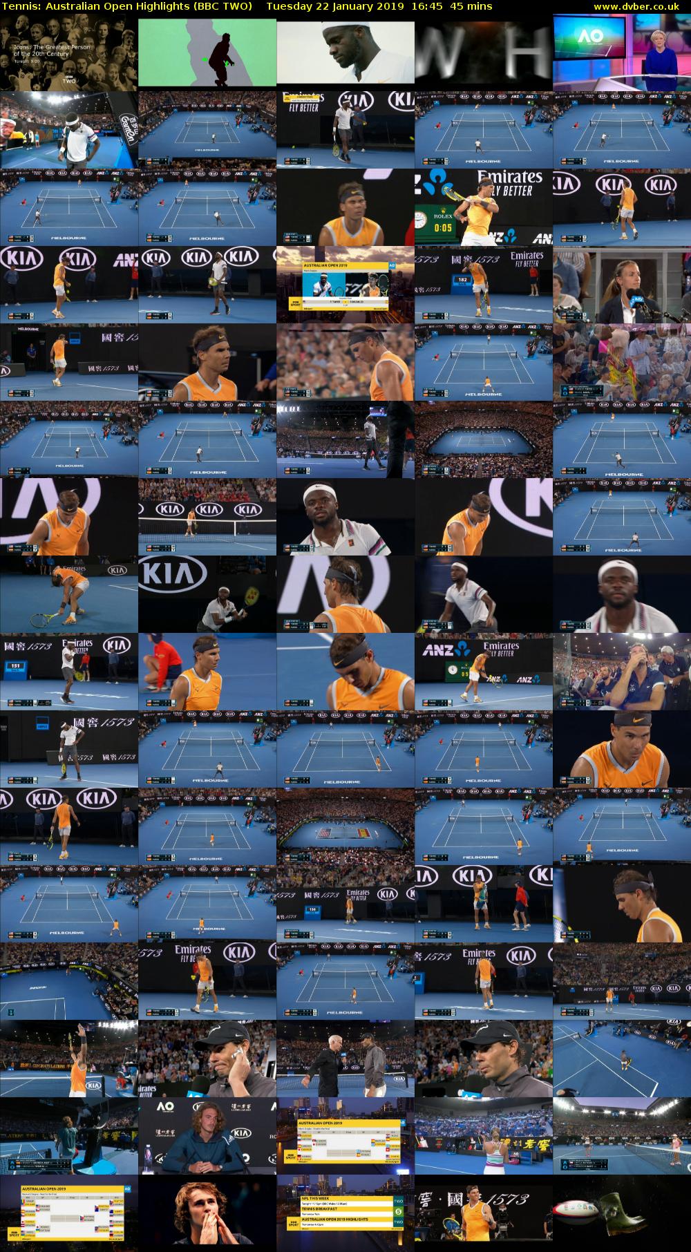 Tennis: Australian Open Highlights (BBC TWO) Tuesday 22 January 2019 16:45 - 17:30