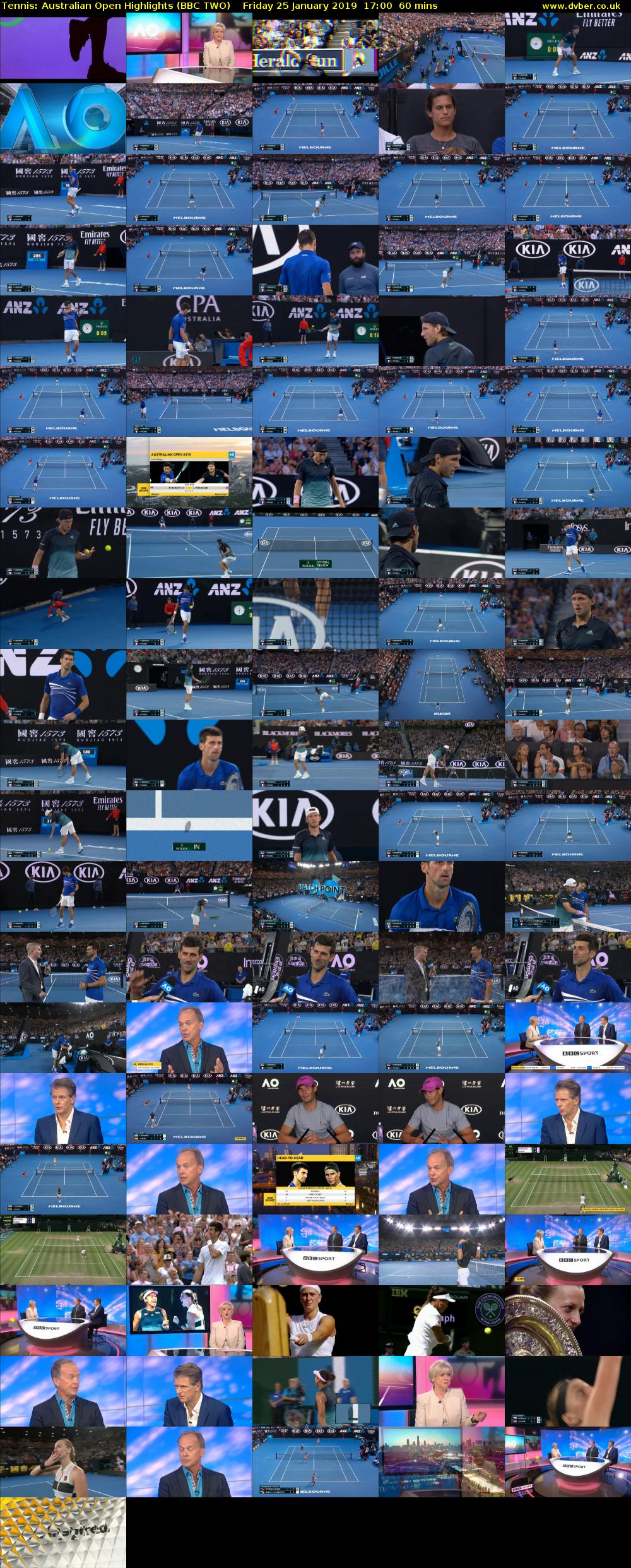 Tennis: Australian Open Highlights (BBC TWO) Friday 25 January 2019 17:00 - 18:00