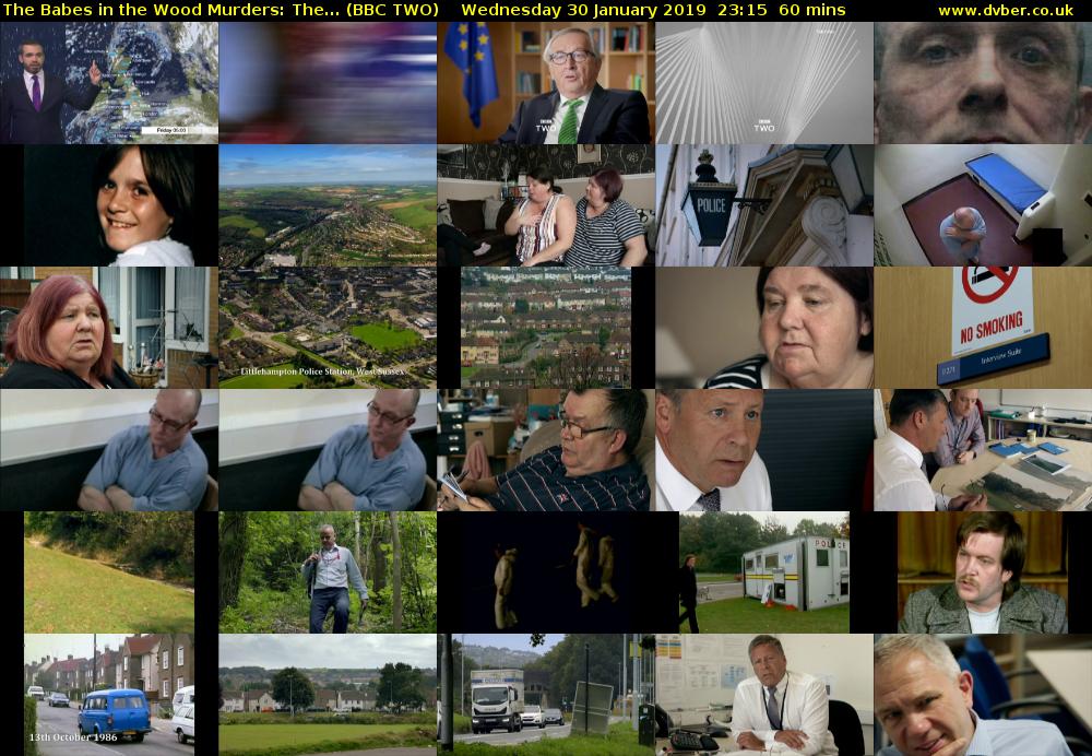 The Babes in the Wood Murders: The... (BBC TWO) Wednesday 30 January 2019 23:15 - 00:15