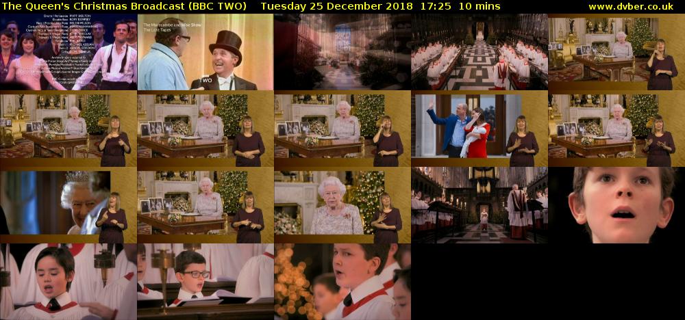 The Queen's Christmas Broadcast (BBC TWO) Tuesday 25 December 2018 17:25 - 17:35