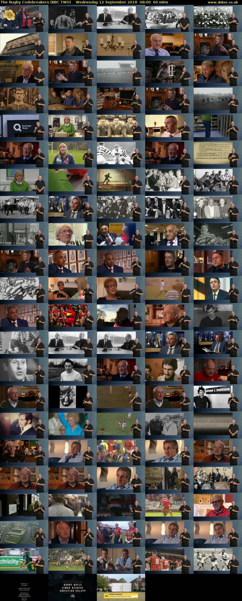 The Rugby Codebreakers (BBC TWO) Wednesday 12 September 2018 08:00 - 09:00