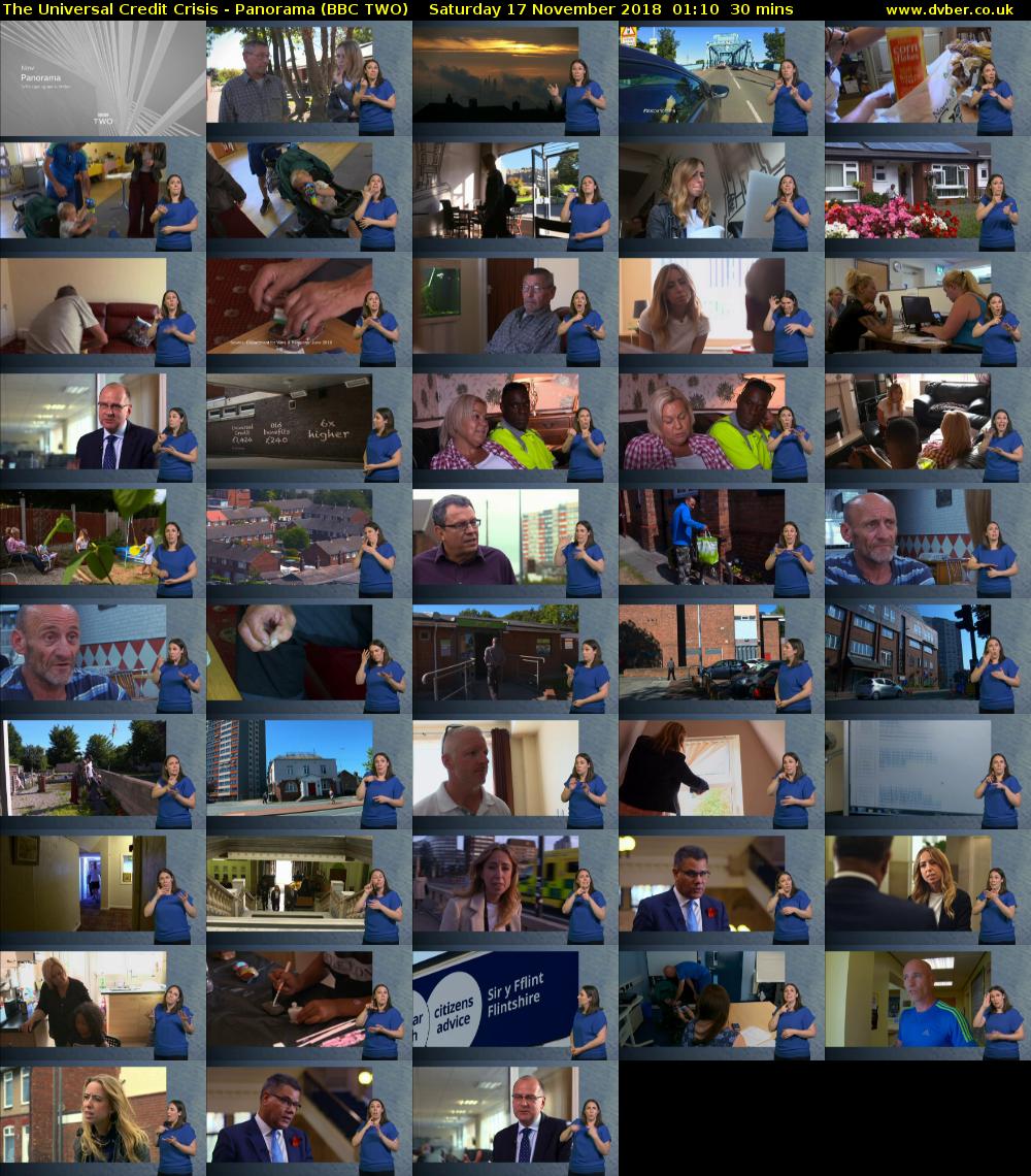 The Universal Credit Crisis - Panorama (BBC TWO) Saturday 17 November 2018 01:10 - 01:40