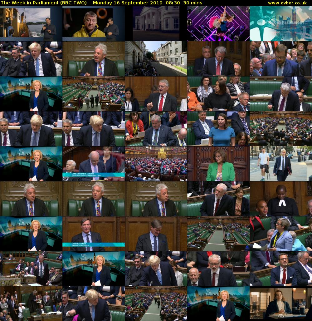 The Week in Parliament (BBC TWO) Monday 16 September 2019 08:30 - 09:00