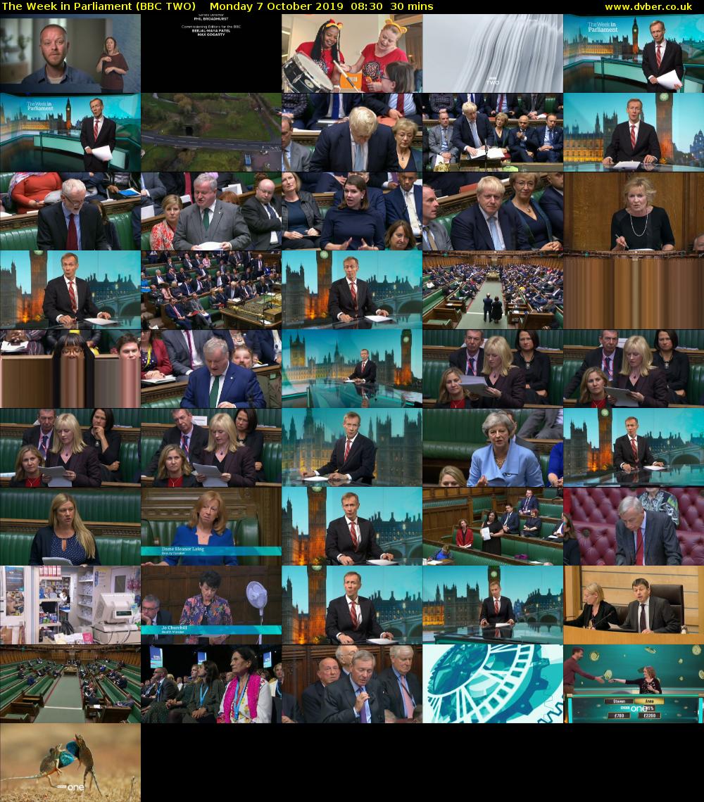 The Week in Parliament (BBC TWO) Monday 7 October 2019 08:30 - 09:00