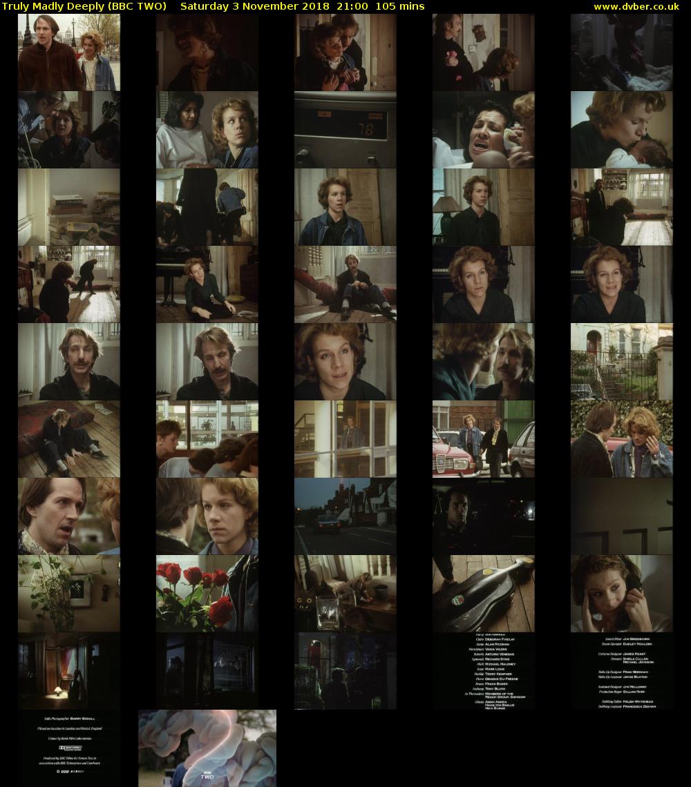 Truly Madly Deeply (BBC TWO) Saturday 3 November 2018 21:00 - 22:45