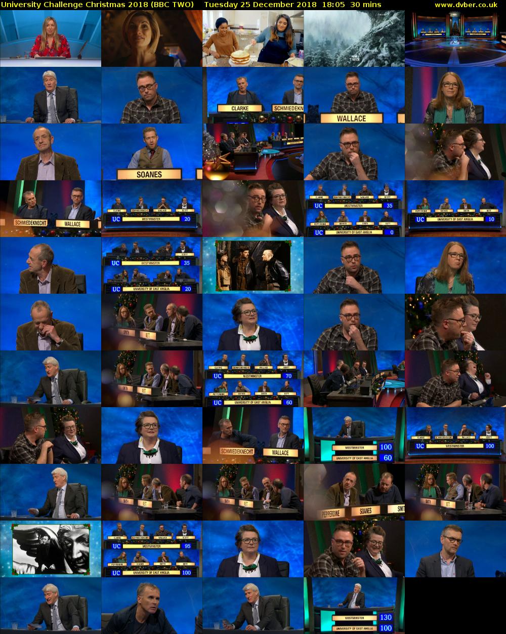 University Challenge Christmas 2018 (BBC TWO) Tuesday 25 December 2018 18:05 - 18:35
