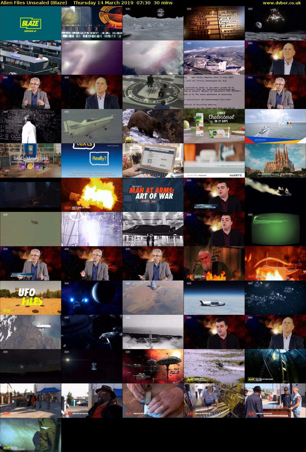 Alien Files Unsealed (Blaze) Thursday 14 March 2019 07:30 - 08:00
