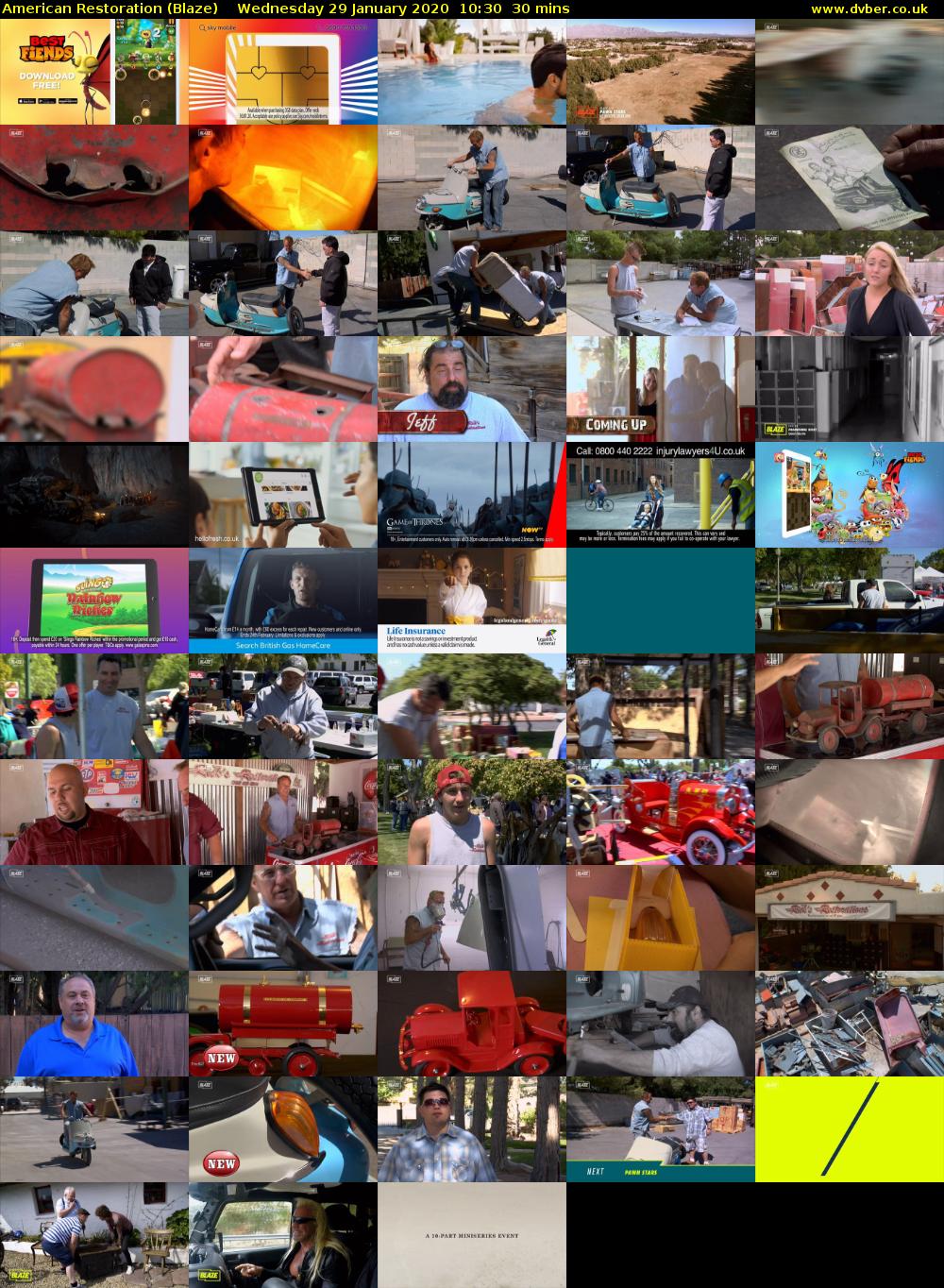 American Restoration (Blaze) Wednesday 29 January 2020 10:30 - 11:00