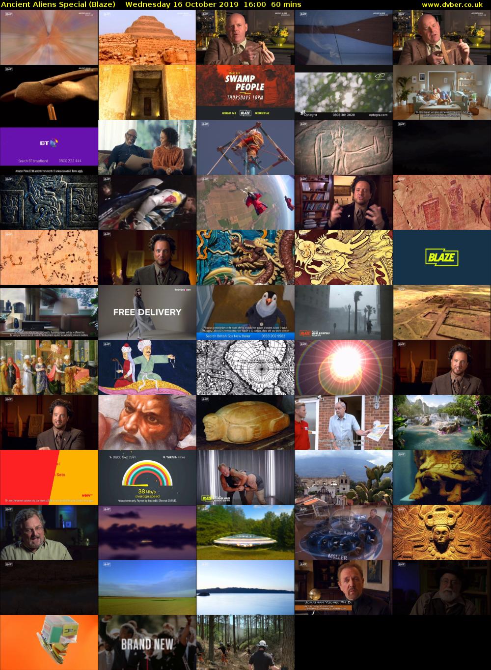 Ancient Aliens Special (Blaze) Wednesday 16 October 2019 16:00 - 17:00