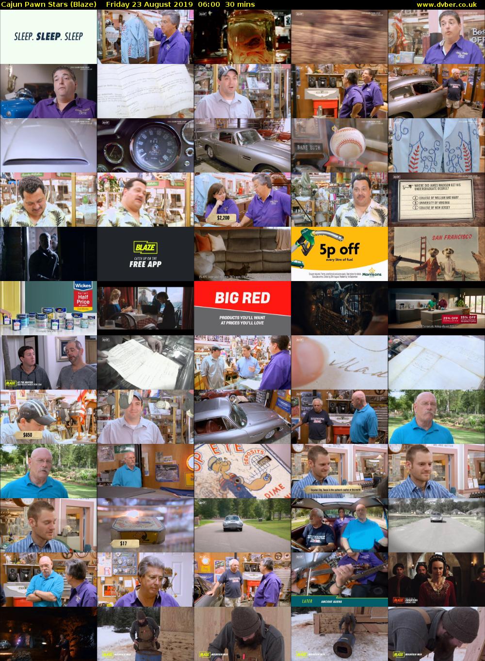 Cajun Pawn Stars (Blaze) Friday 23 August 2019 06:00 - 06:30