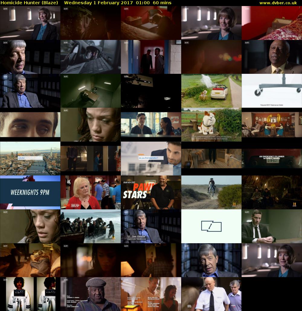 Homicide Hunter (Blaze) Wednesday 1 February 2017 01:00 - 02:00