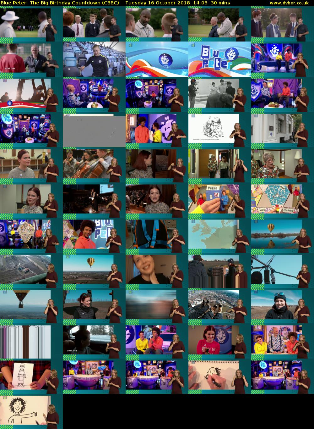 Blue Peter: The Big Birthday Countdown (CBBC) Tuesday 16 October 2018 14:05 - 14:35
