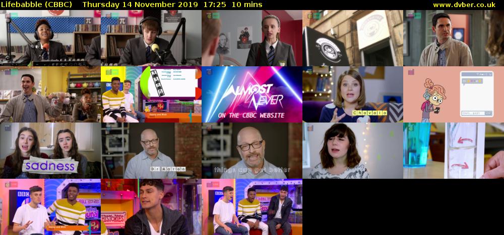 Lifebabble (CBBC) Thursday 14 November 2019 17:25 - 17:35