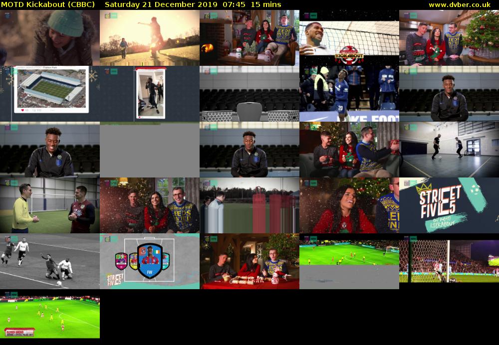 MOTD Kickabout (CBBC) Saturday 21 December 2019 07:45 - 08:00