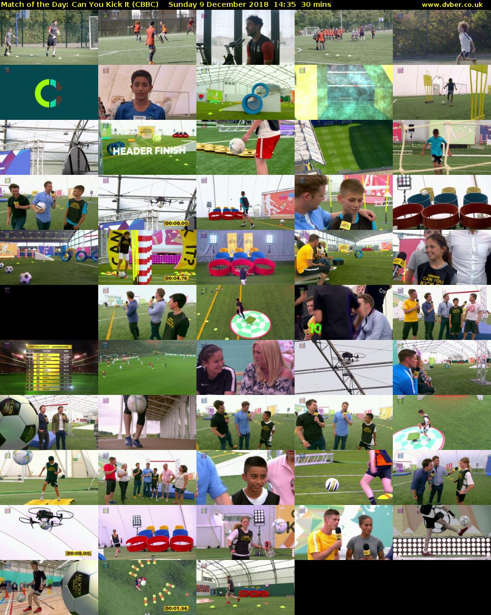 Match of the Day: Can You Kick It (CBBC) Sunday 9 December 2018 14:35 - 15:05