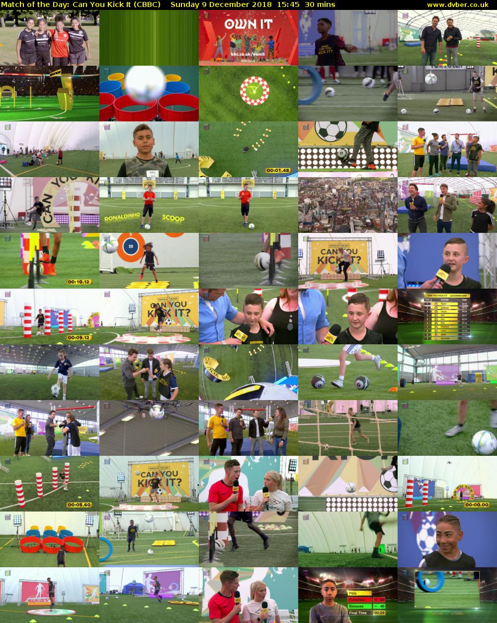 Match of the Day: Can You Kick It (CBBC) Sunday 9 December 2018 15:45 - 16:15