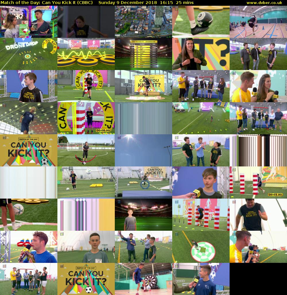 Match of the Day: Can You Kick It (CBBC) Sunday 9 December 2018 16:15 - 16:40