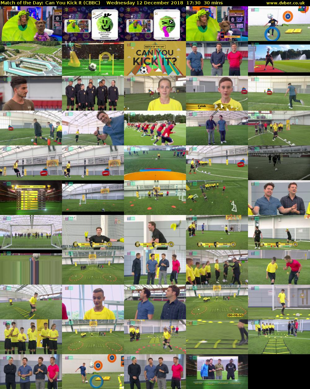 Match of the Day: Can You Kick It (CBBC) Wednesday 12 December 2018 17:30 - 18:00