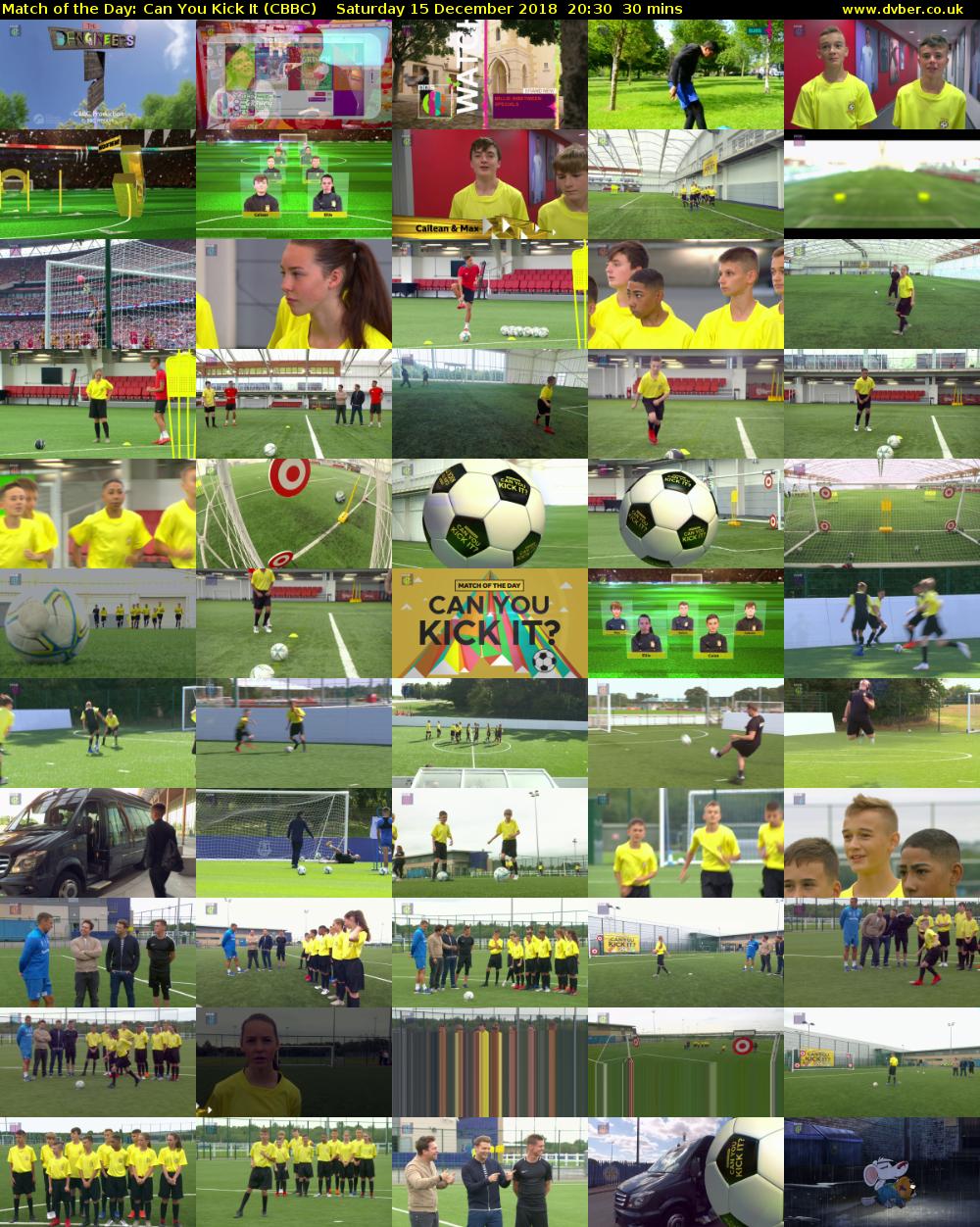 Match of the Day: Can You Kick It (CBBC) Saturday 15 December 2018 20:30 - 21:00
