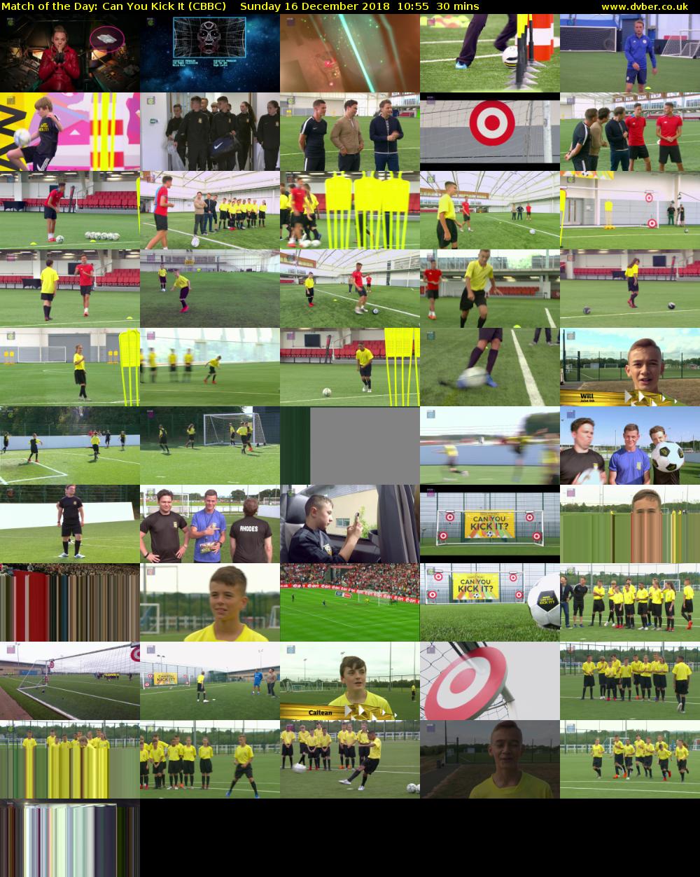 Match of the Day: Can You Kick It (CBBC) Sunday 16 December 2018 10:55 - 11:25