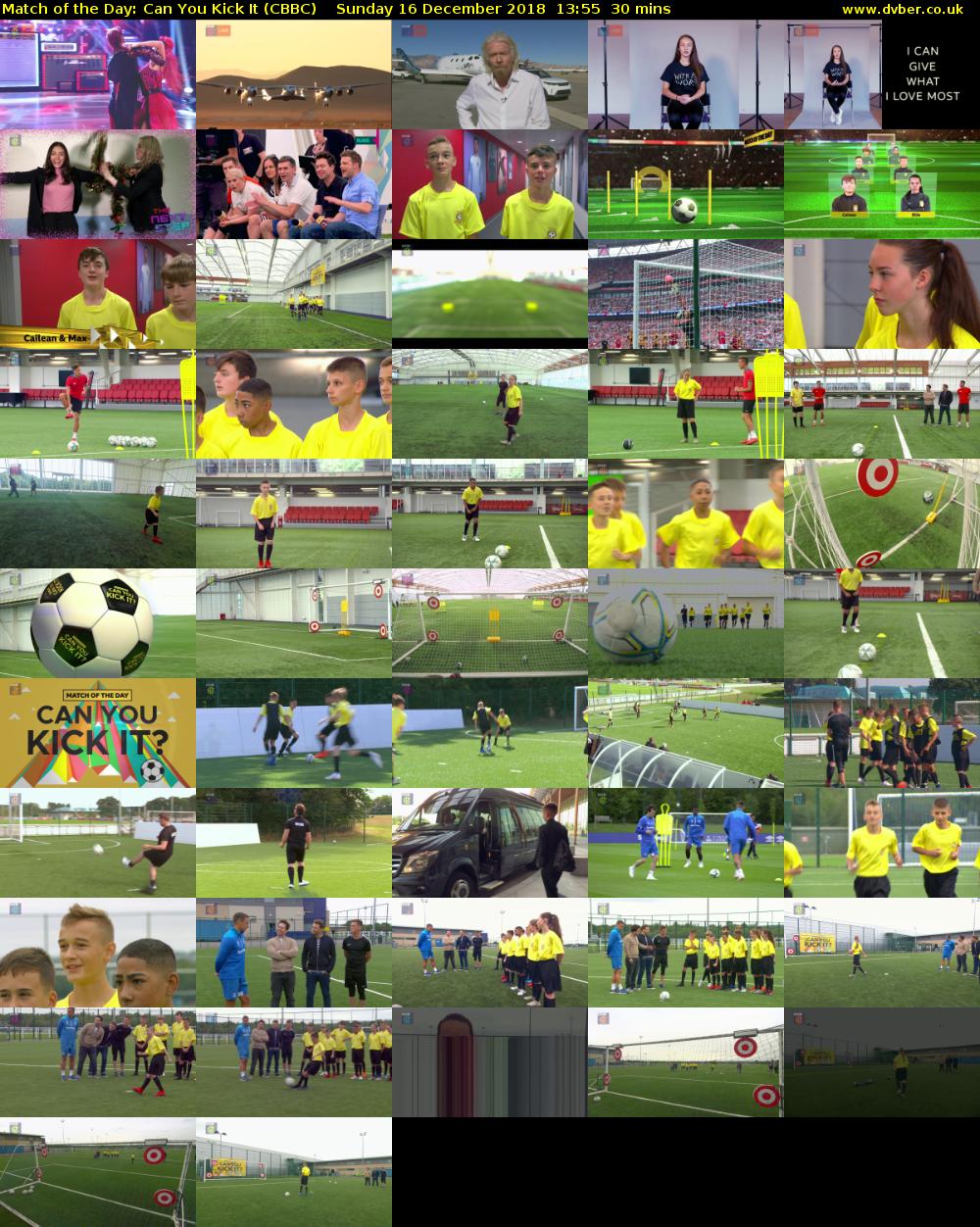Match of the Day: Can You Kick It (CBBC) Sunday 16 December 2018 13:55 - 14:25