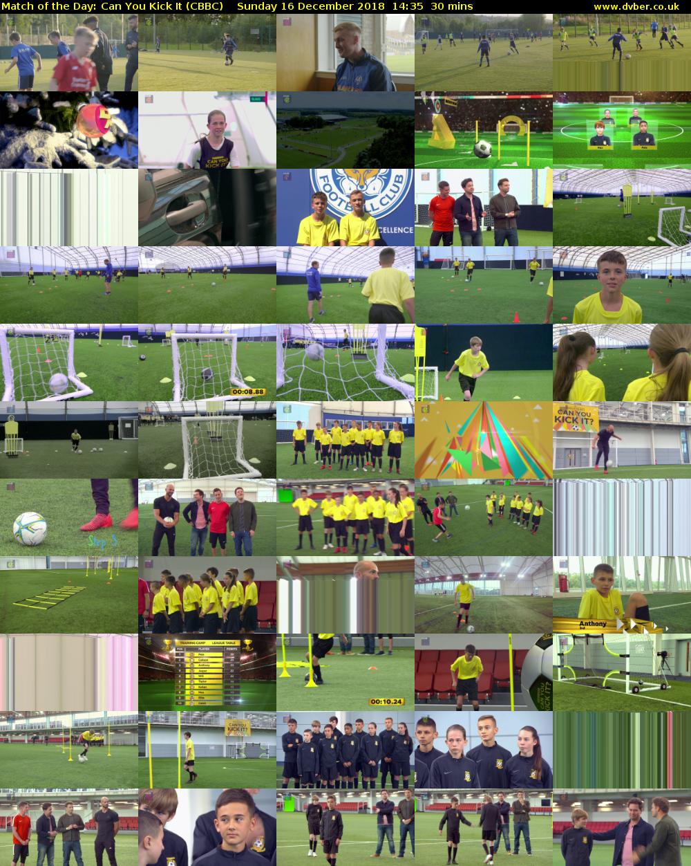 Match of the Day: Can You Kick It (CBBC) Sunday 16 December 2018 14:35 - 15:05