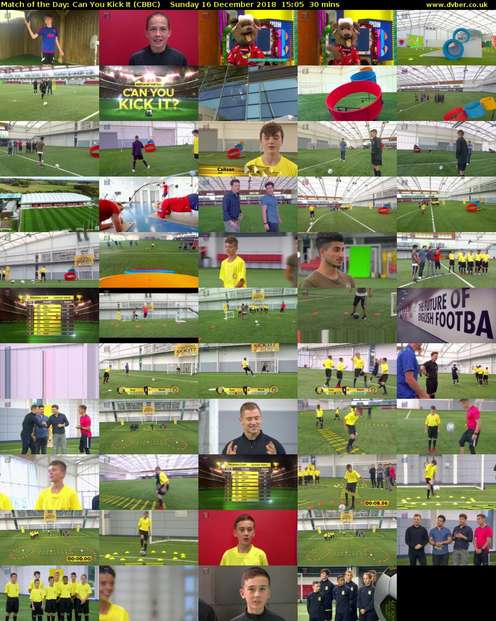 Match of the Day: Can You Kick It (CBBC) Sunday 16 December 2018 15:05 - 15:35