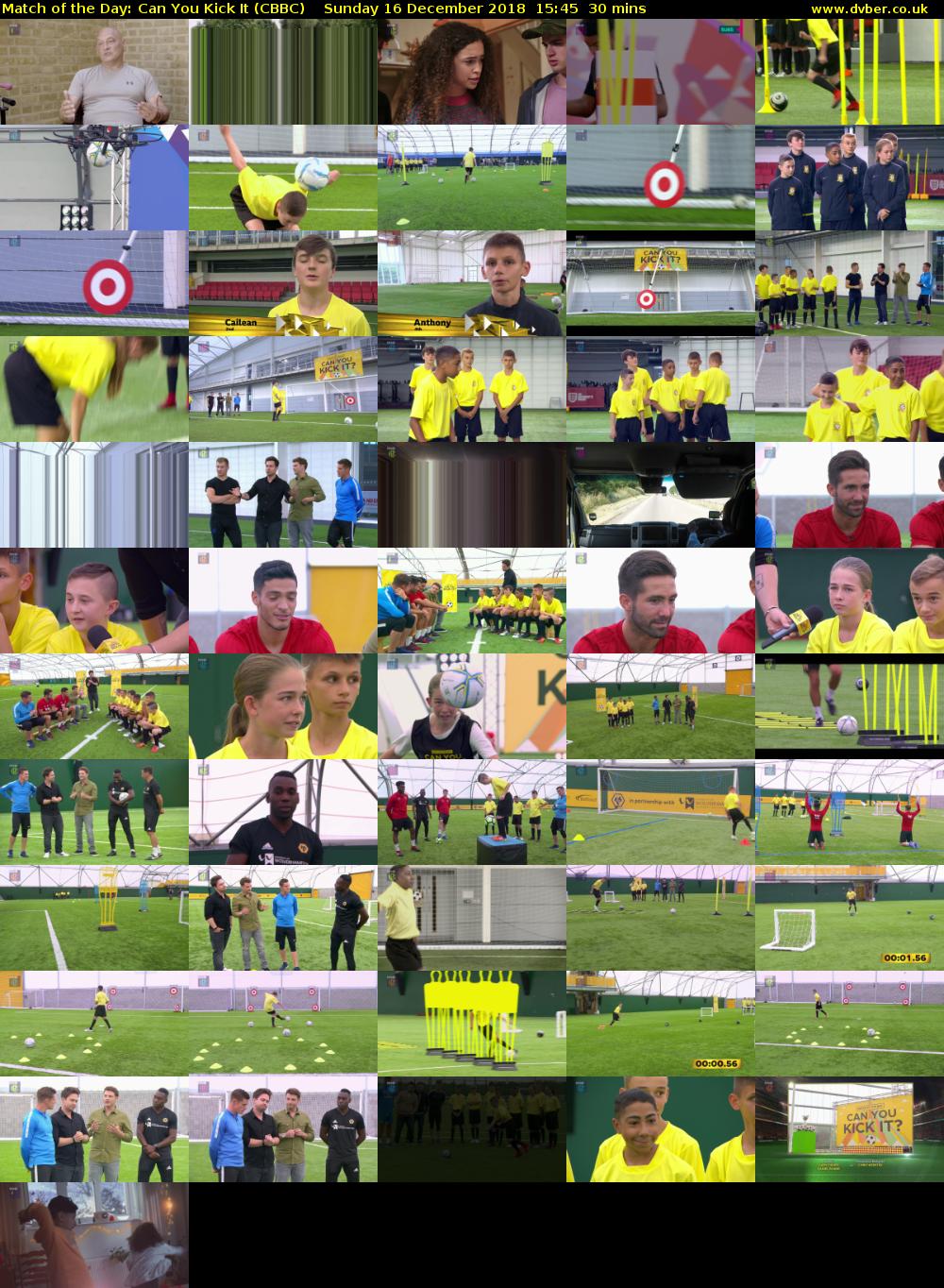 Match of the Day: Can You Kick It (CBBC) Sunday 16 December 2018 15:45 - 16:15