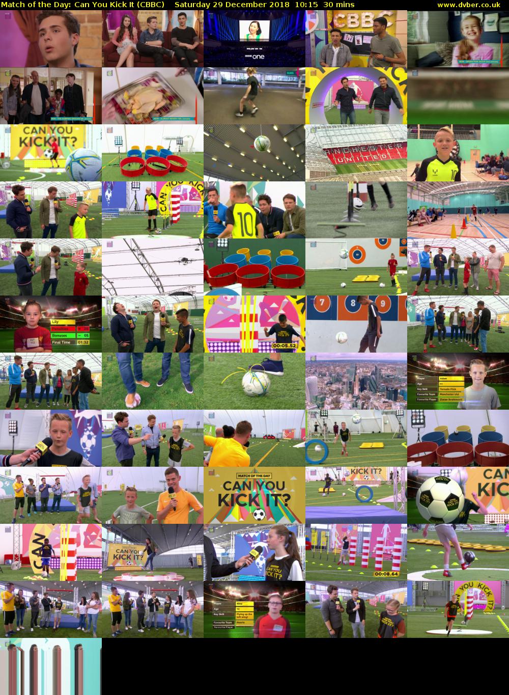 Match of the Day: Can You Kick It (CBBC) Saturday 29 December 2018 10:15 - 10:45