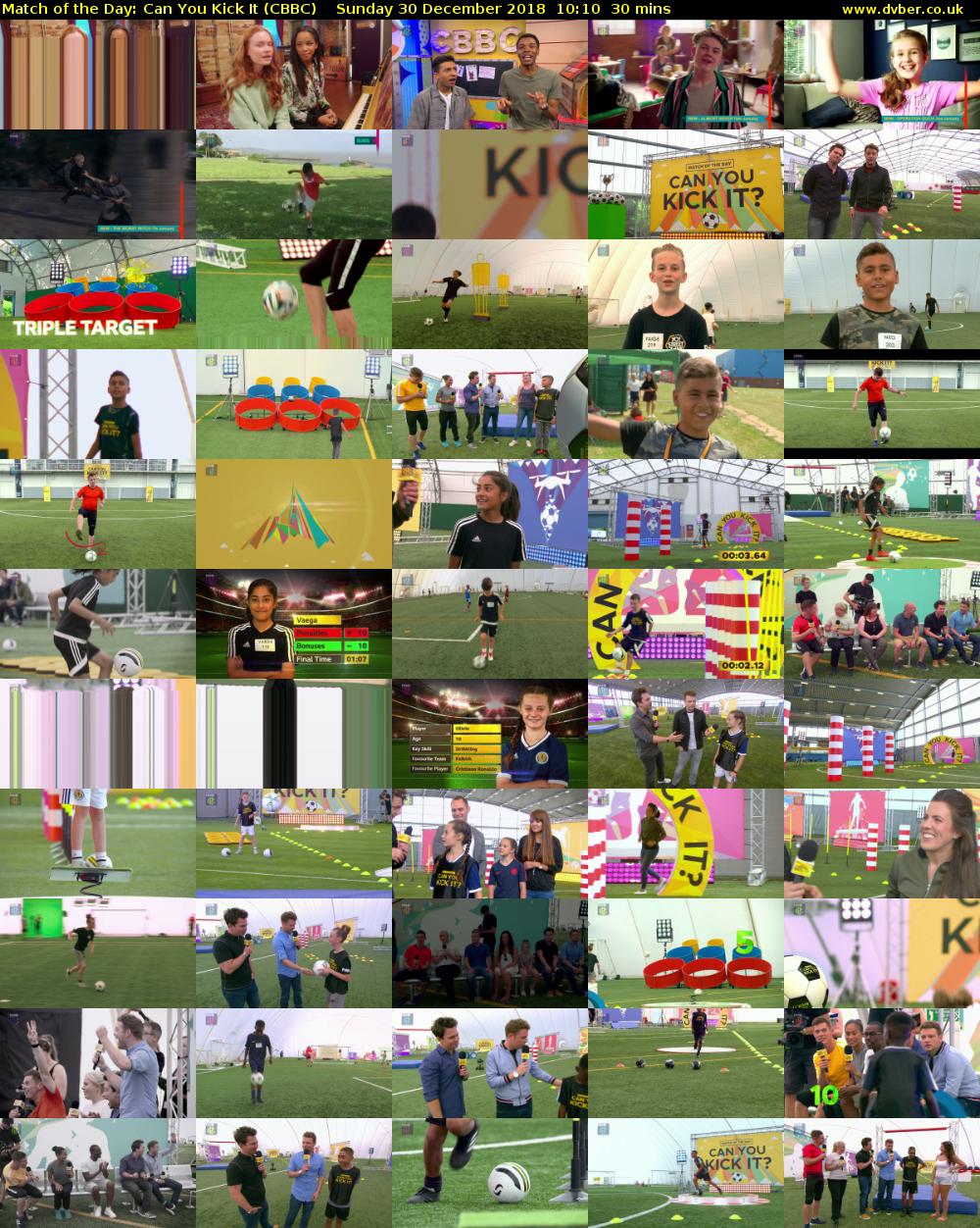 Match of the Day: Can You Kick It (CBBC) Sunday 30 December 2018 10:10 - 10:40