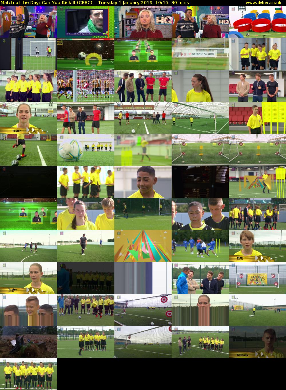 Match of the Day: Can You Kick It (CBBC) Tuesday 1 January 2019 10:15 - 10:45