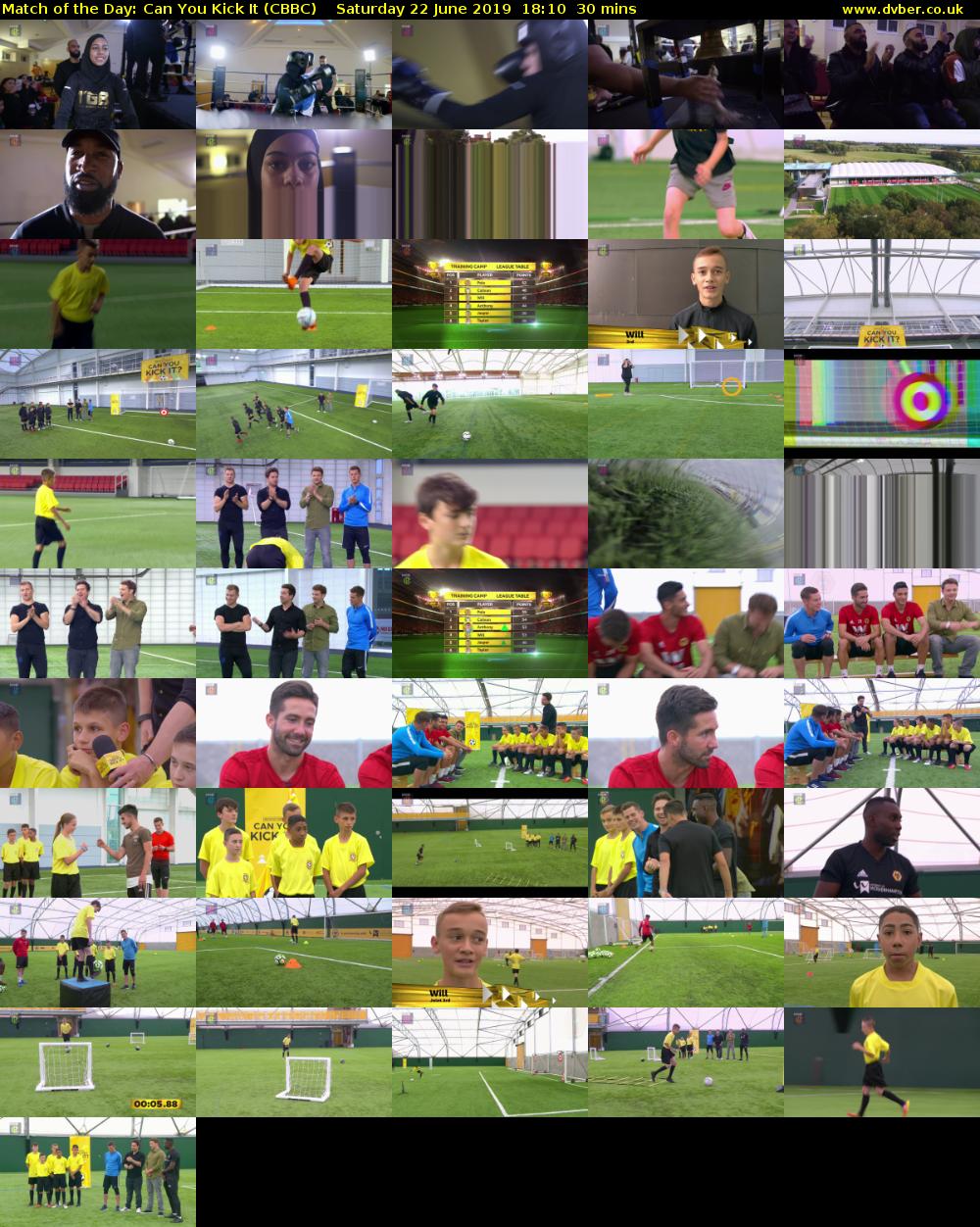 Match of the Day: Can You Kick It (CBBC) Saturday 22 June 2019 18:10 - 18:40