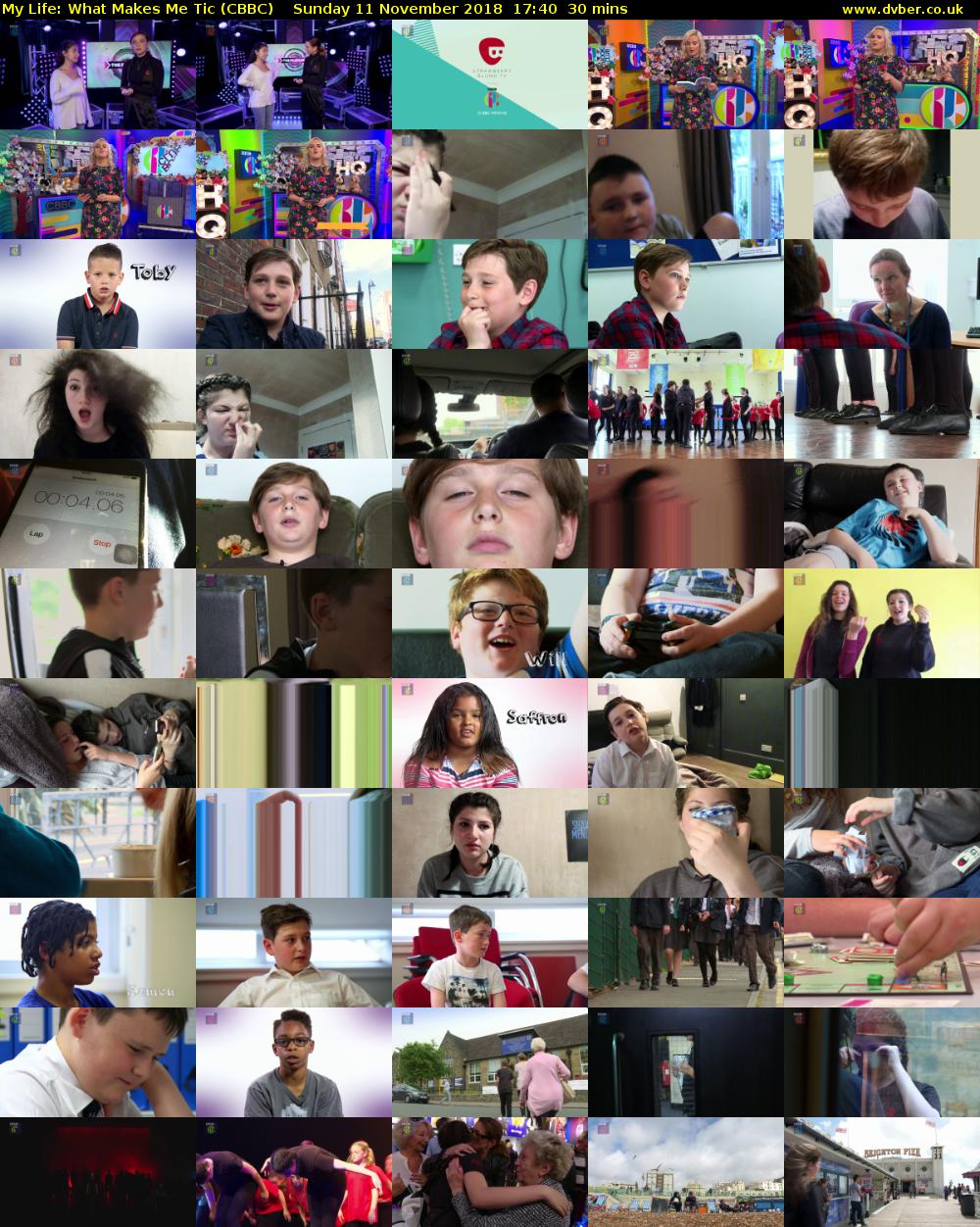 My Life: What Makes Me Tic (CBBC) Sunday 11 November 2018 17:40 - 18:10