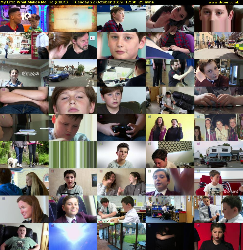 My Life: What Makes Me Tic (CBBC) Tuesday 22 October 2019 17:00 - 17:25