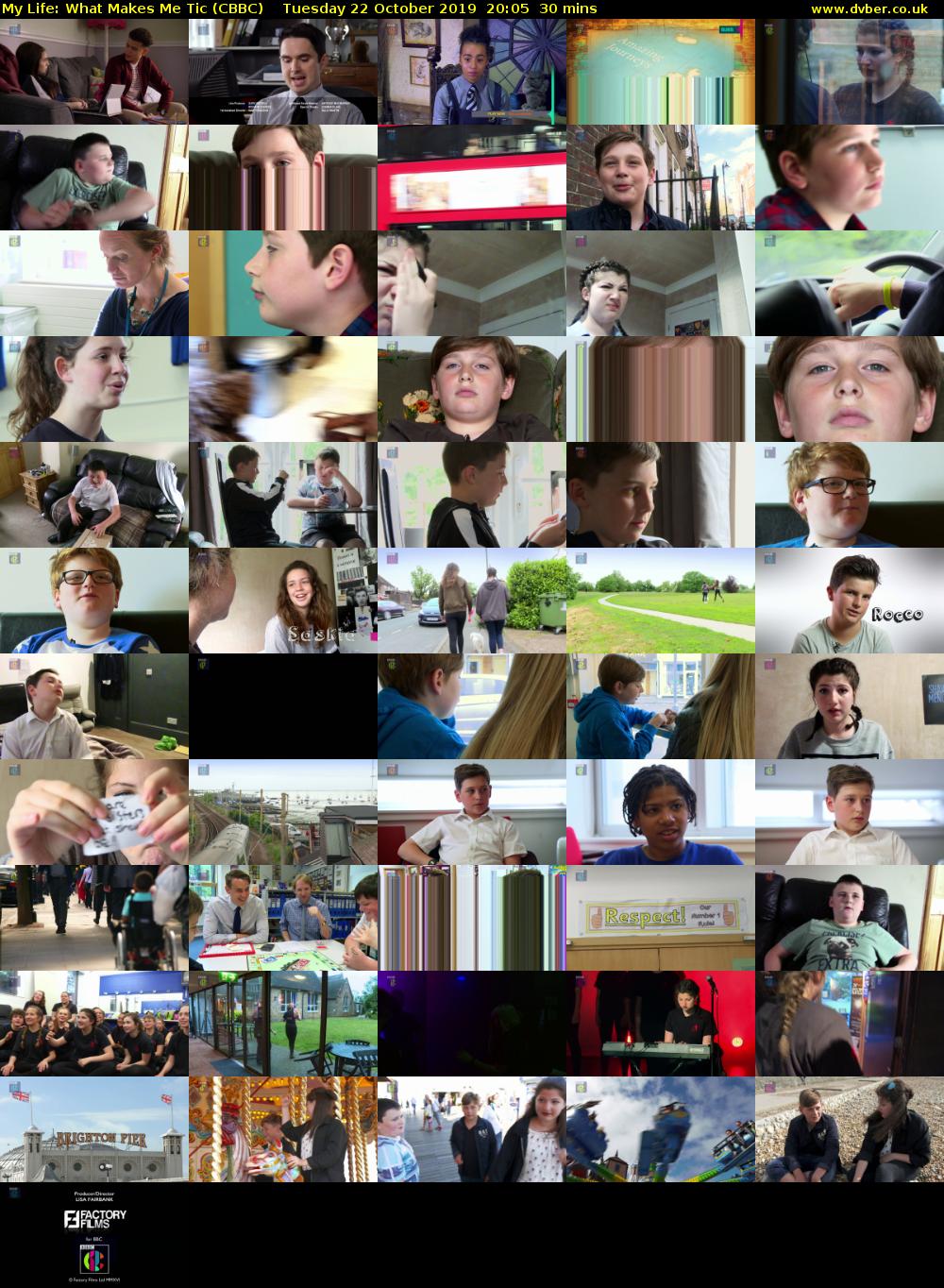 My Life: What Makes Me Tic (CBBC) Tuesday 22 October 2019 20:05 - 20:35