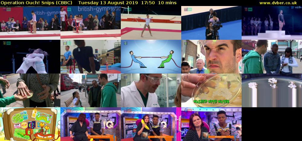 Operation Ouch! Snips (CBBC) Tuesday 13 August 2019 17:50 - 18:00