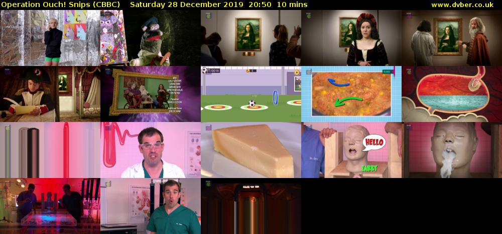 Operation Ouch! Snips (CBBC) Saturday 28 December 2019 20:50 - 21:00