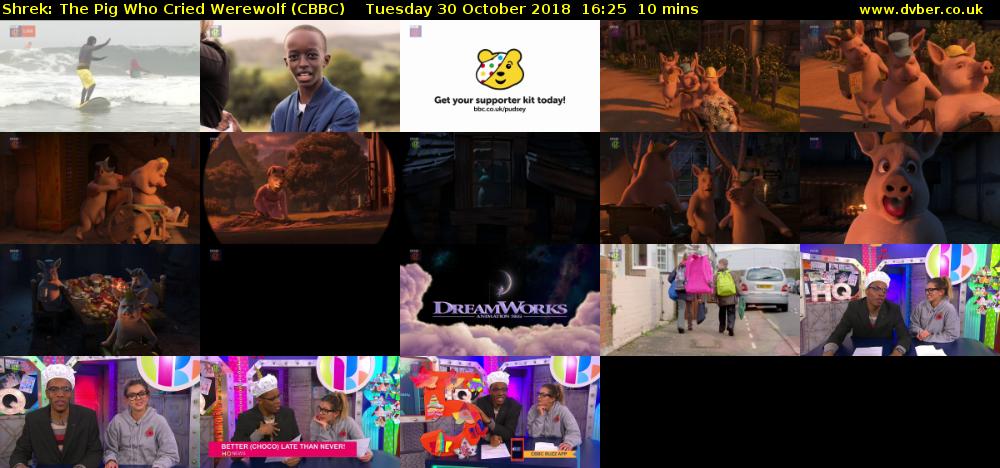 Shrek: The Pig Who Cried Werewolf (CBBC) Tuesday 30 October 2018 16:25 - 16:35