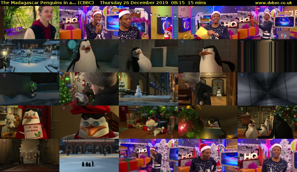 The Madagascar Penguins in a... (CBBC) Thursday 26 December 2019 08:15 - 08:30