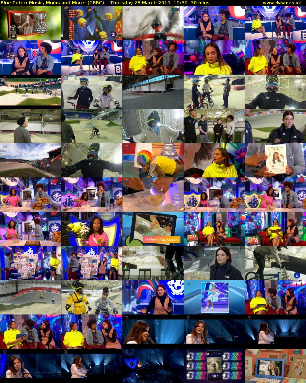 Blue Peter: Music, Mums and More! (CBBC) Thursday 28 March 2019 19:30 - 20:00