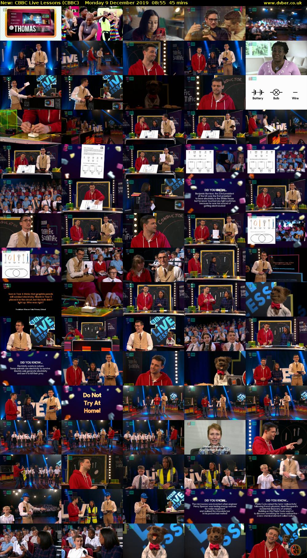 CBBC Live Lessons (CBBC) Monday 9 December 2019 08:55 - 09:40