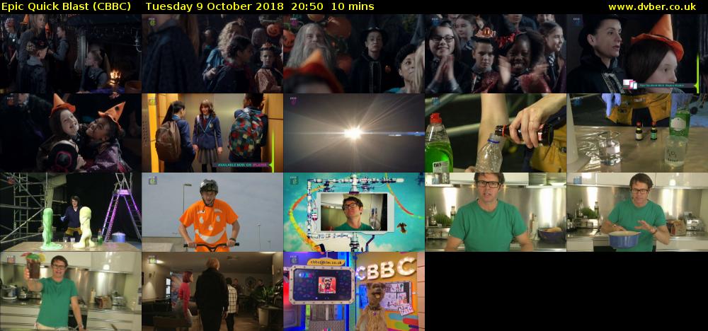Epic Quick Blast (CBBC) Tuesday 9 October 2018 20:50 - 21:00