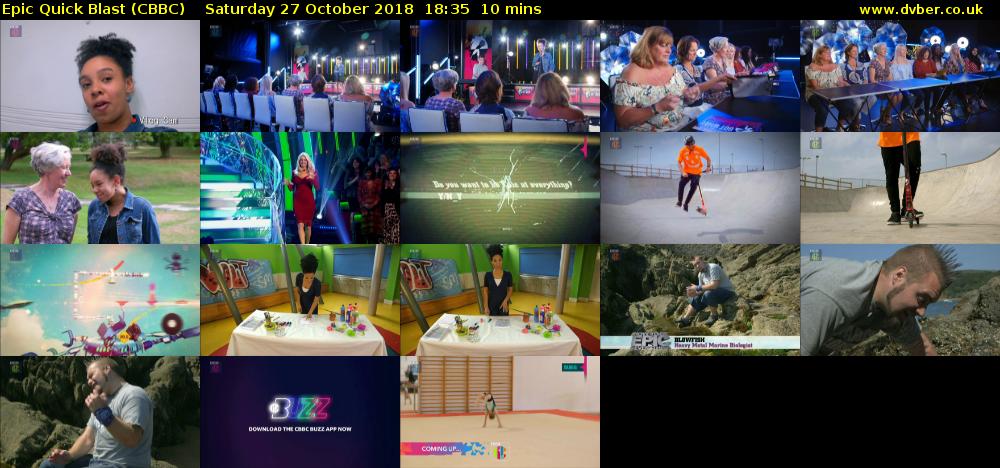 Epic Quick Blast (CBBC) Saturday 27 October 2018 18:35 - 18:45
