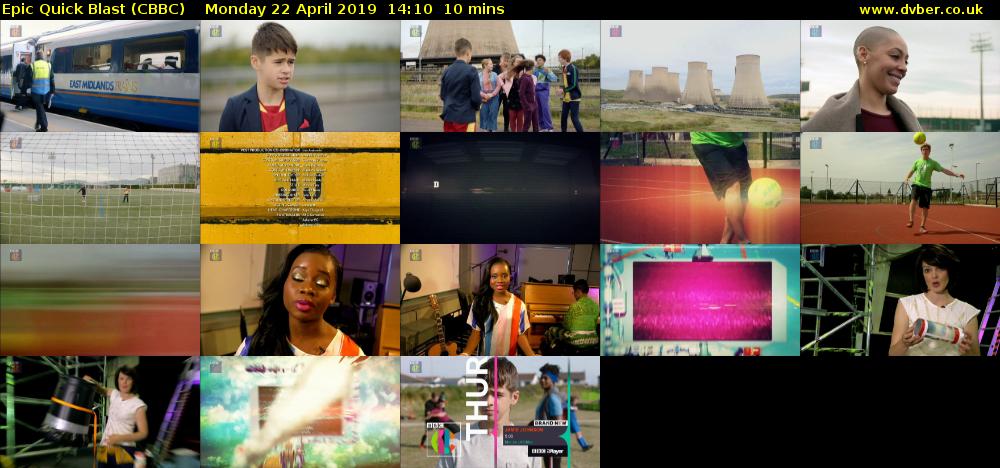 Epic Quick Blast (CBBC) Monday 22 April 2019 14:10 - 14:20